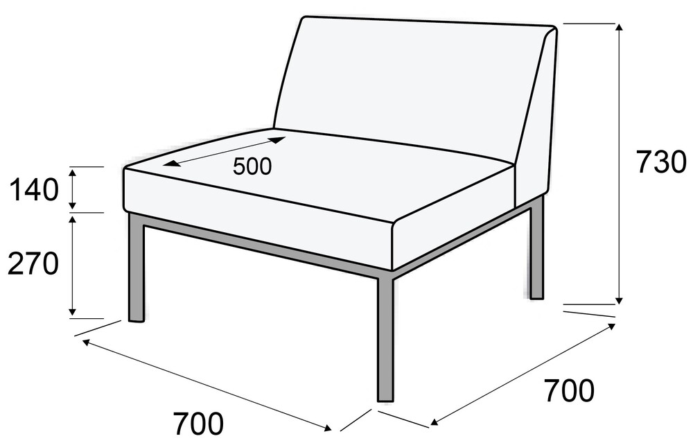 Модуль одноместный без подлокотников