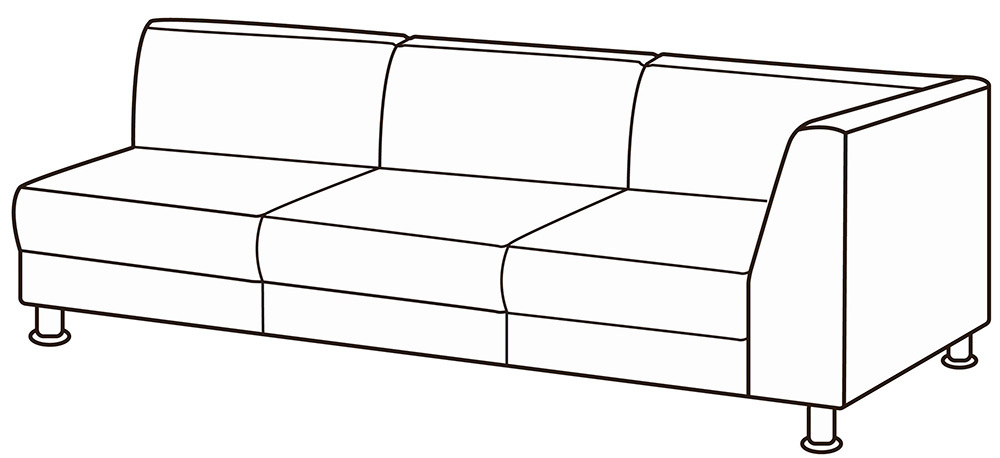 Модуль 3-местный с правым подлокотником Омега Люкс