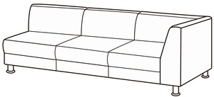 Модуль 3-местный с правым подлокотником Омега Люкс
