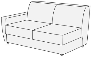 Модуль 2-х местный с левым подлокотником Омега