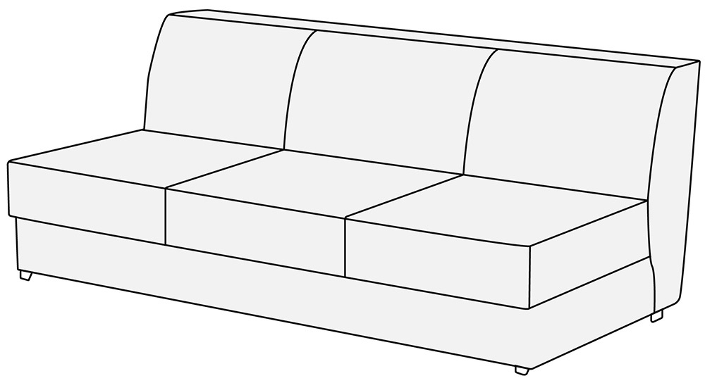 Модуль 3-х местный без подлокотников Омега