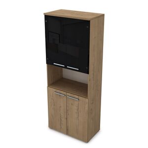 Шкаф высокий со стеклом и нишей