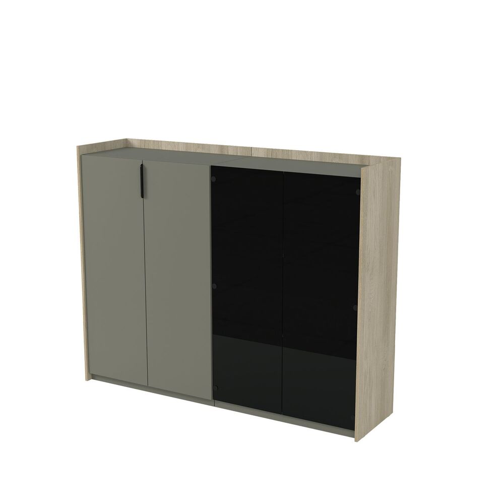 Шкаф средний, со стеклом, двусоставный