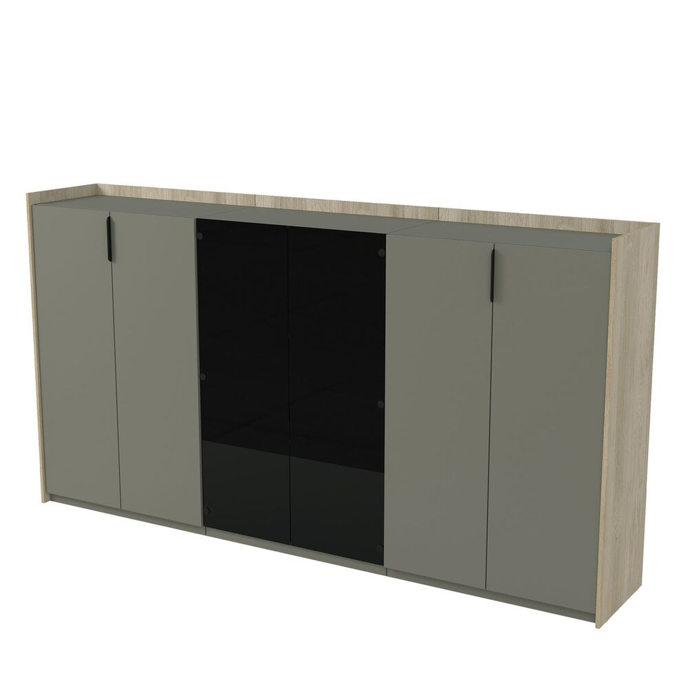 Шкаф средний, со стеклом, трехсоставный