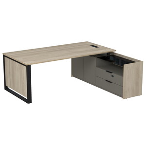 Стол рабочий с люч, на опор двусоставной тумбе, с ящиками (метабокс), с код замком