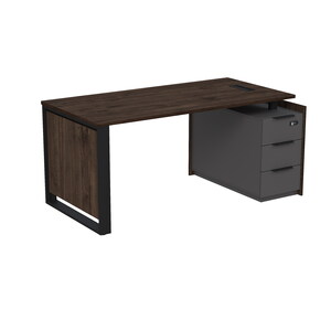 Стол рабочий с люч, на опорной угловой тумбе, с ящиками, с код замком