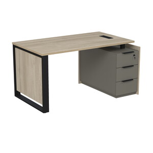 Стол рабочий с люч, на опорной угловой тумбе, с ящиками, с замком