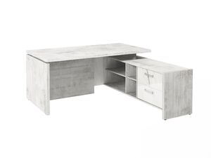 Стол руководителя с опорной тумбой (правый) (Фурнитура INOX)