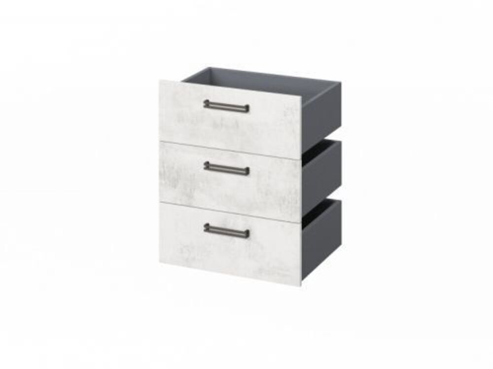 Комплект из 3 ящиков, фасады ЛДСП (Фурнитура черная)