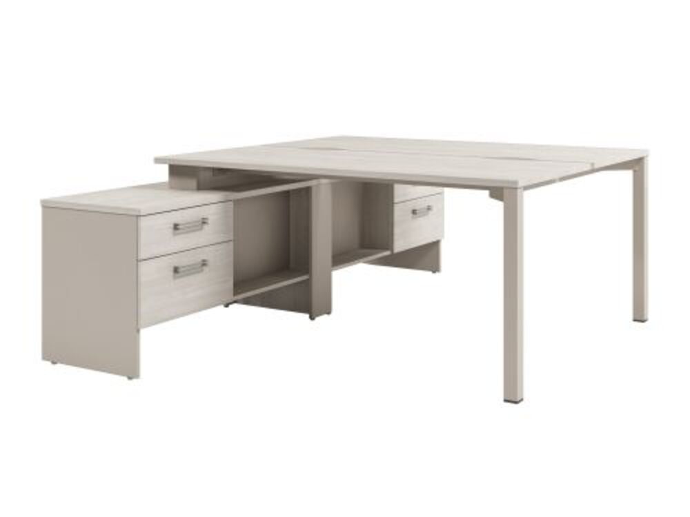 Стол-тандем на металлокаркасе с опорной тумбой