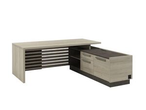 Стол руководителя с опорной тумбой с блоком розеток (правый)