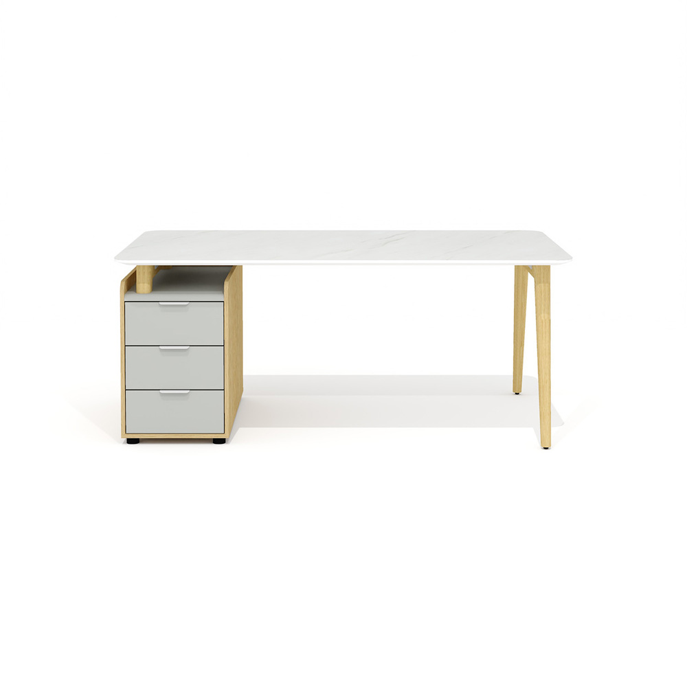 Стол рабочий прямой с опорной тумбой