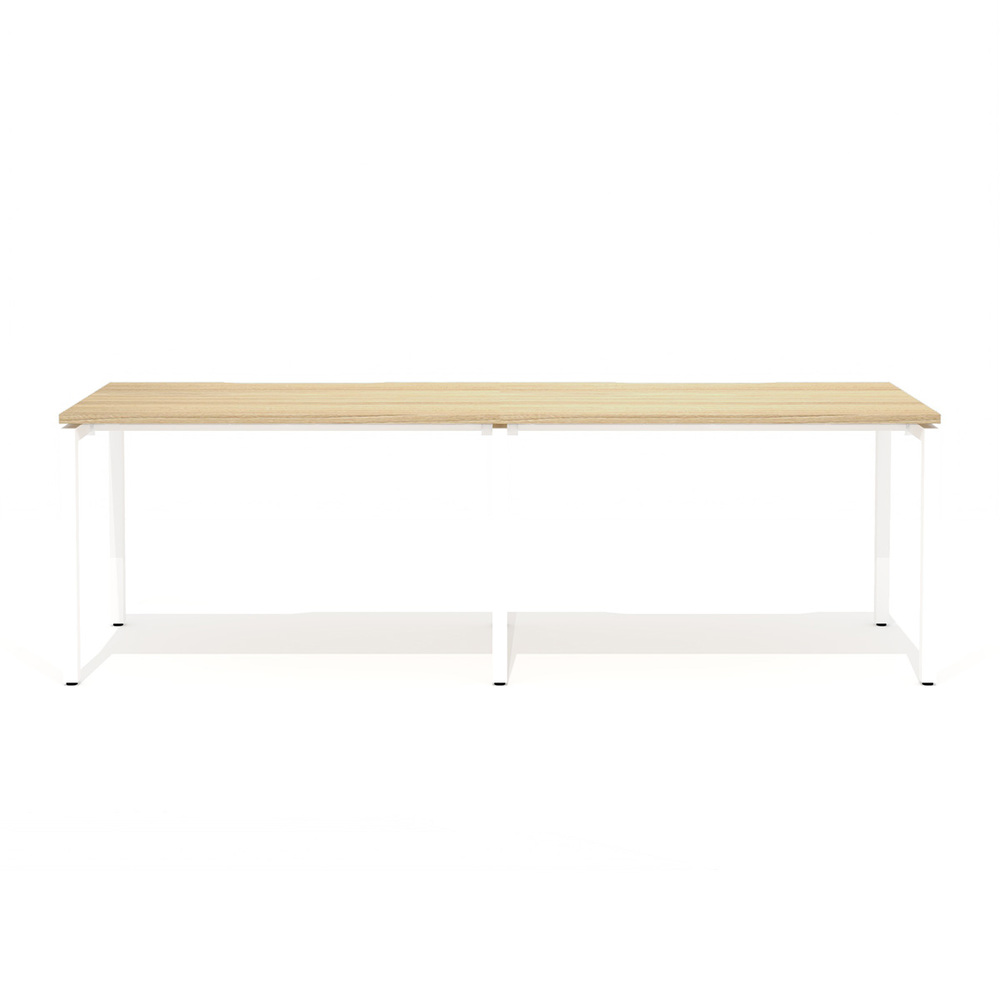 Двойной стол прямой с вырезом на металлокаркасе