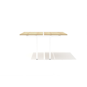 Промежуточный сдвоенный стол с вырезом на металлокаркасе