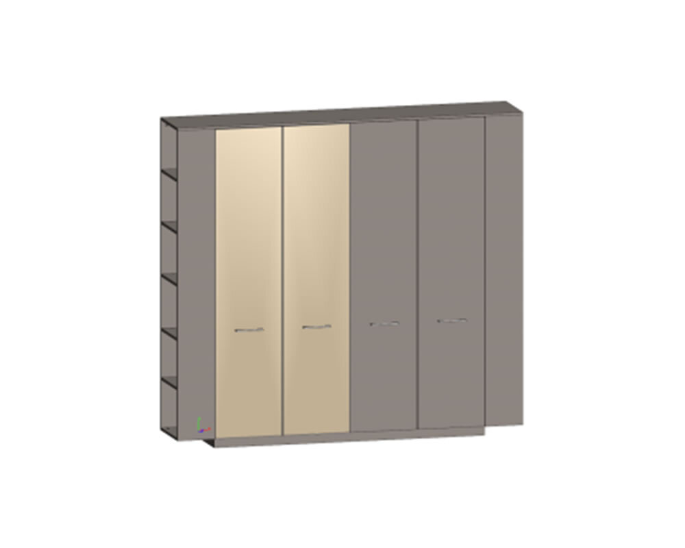 Шкаф высокий и гардероб с боковыми стеллажами (двери в ал. рамке и ЛДСП)