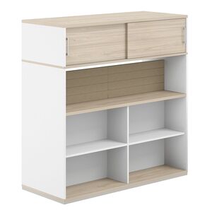 Стеллаж-комбо 2-стор. 1438 с антресолью, с экраном тканевым низким