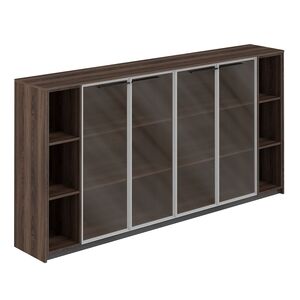 Шкаф средний с дверьми со стеклом в алюминиевой раме (2 шт) с 2-мя стеллажами