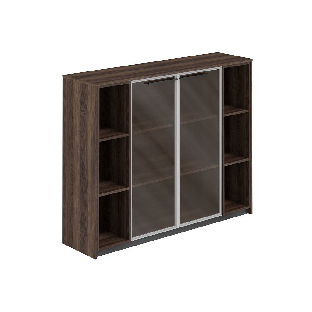 Шкаф средний с дверьми со стеклом в алюминиевой раме с 2-мя стеллажами