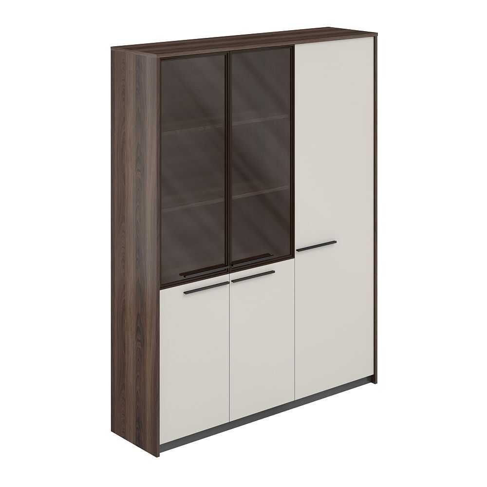 Шкафы высокие: широкий комбинированный со стеклом и узкий