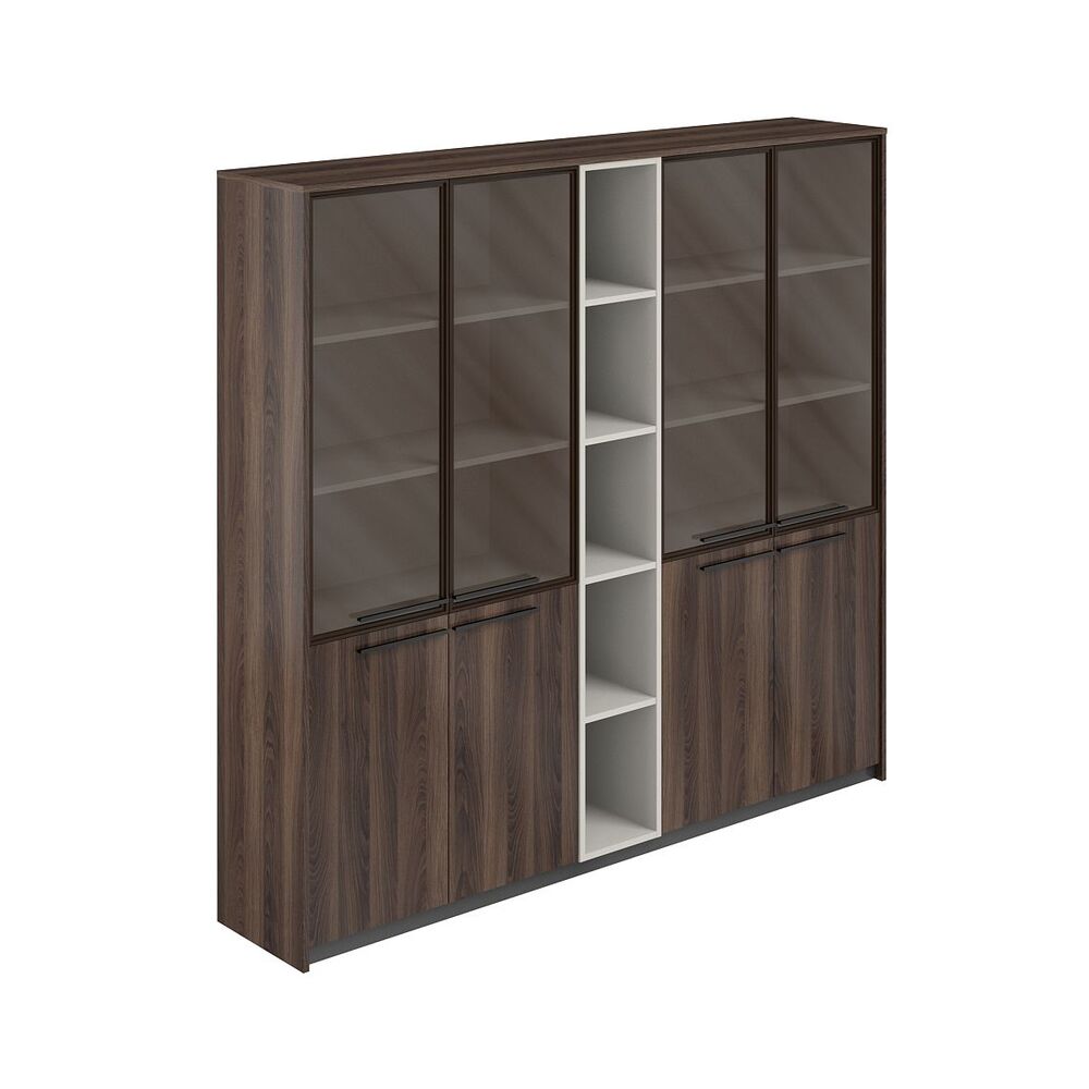 Шкаф высокий комбинированный со стеклом (2 шт) со стеллажом