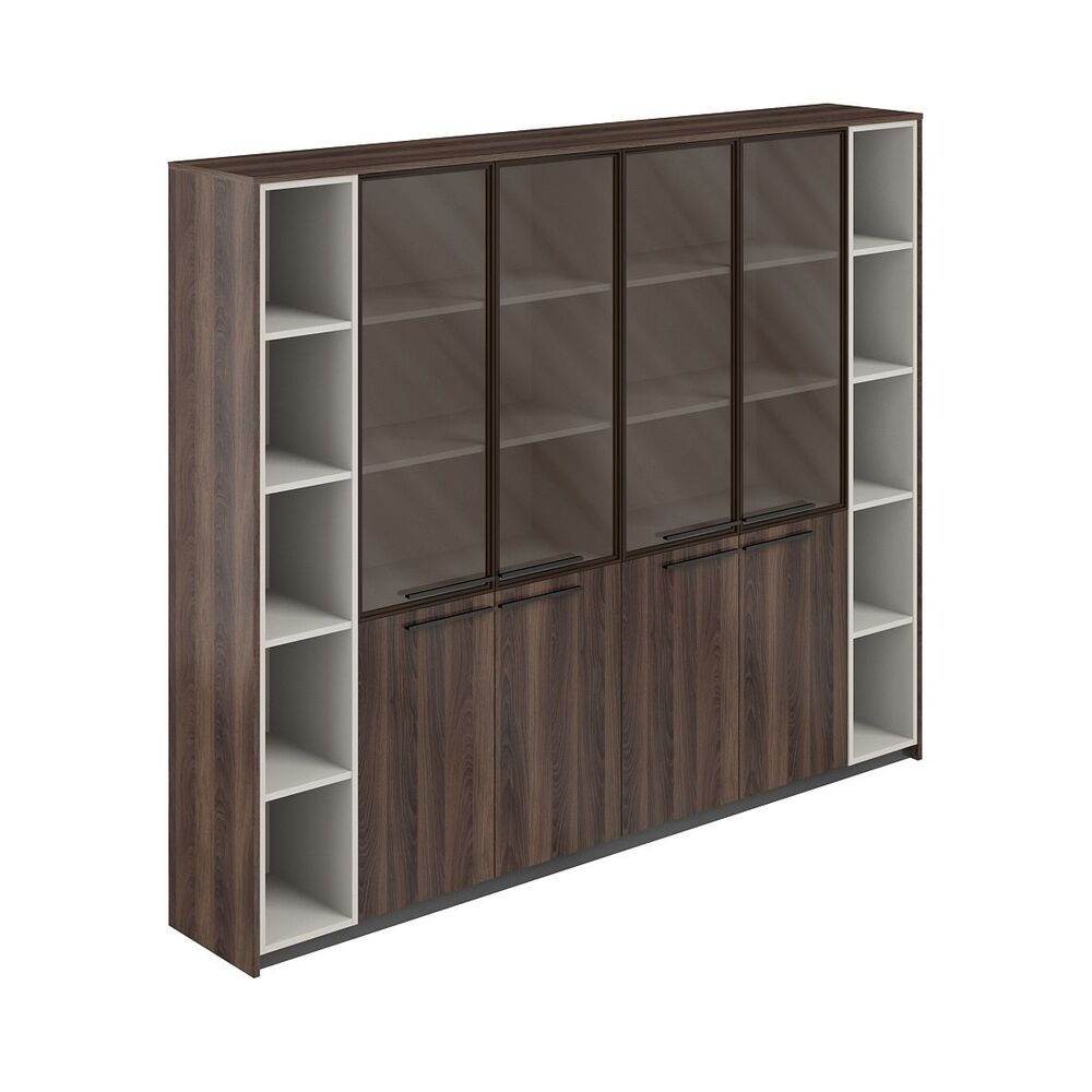 Шкаф высокий комбинированный со стеклом (2 шт) и 2-мя стеллажами