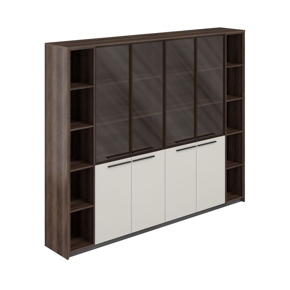 Шкаф высокий комбинированный со стеклом (2 шт) и 2-мя стеллажами