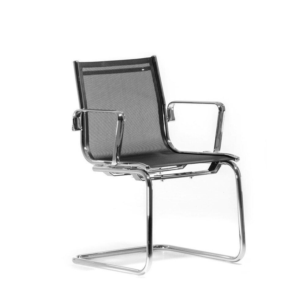 LIGHT-MESH/C Кресло на полозьях ЧЕРН-СЕТКА