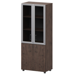 Стеллаж комбинированный с стеклянными фасадами в алюминиевой раме