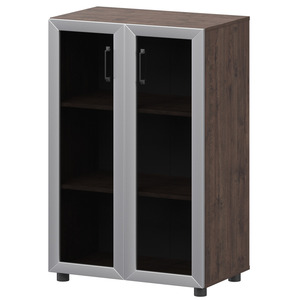 Стеллаж средний закрытый с стеклянными фасадами в алюминиевой раме