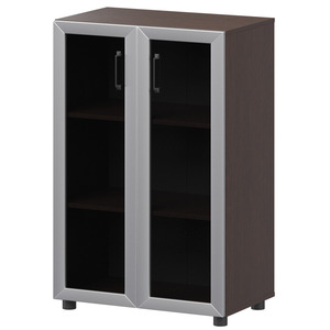 Стеллаж средний закрытый с стеклянными фасадами в алюминиевой раме