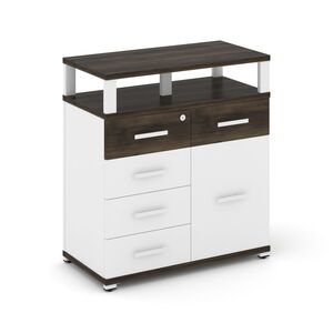 Тумба приставная широкая 5 ящиков + 1 распашной фасад с надставкой широкой