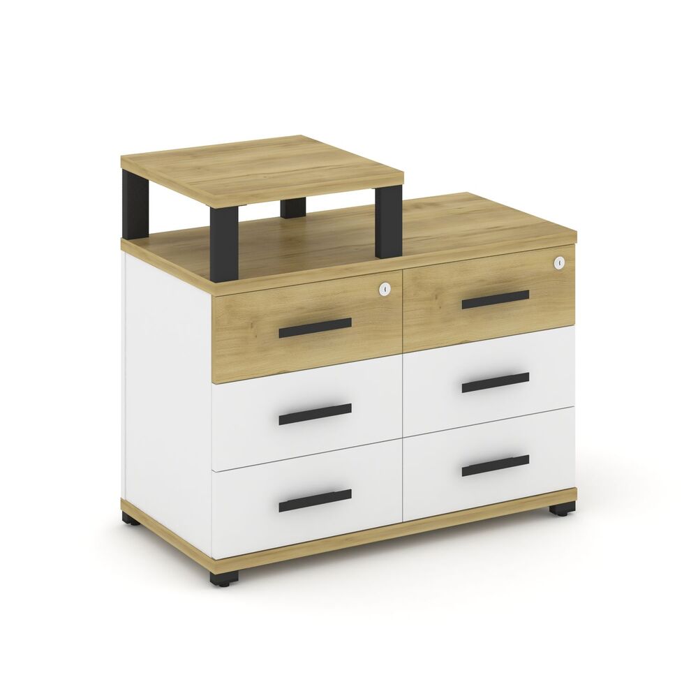 Тумба приставная широкая 6 ящиков с надставкой узкой