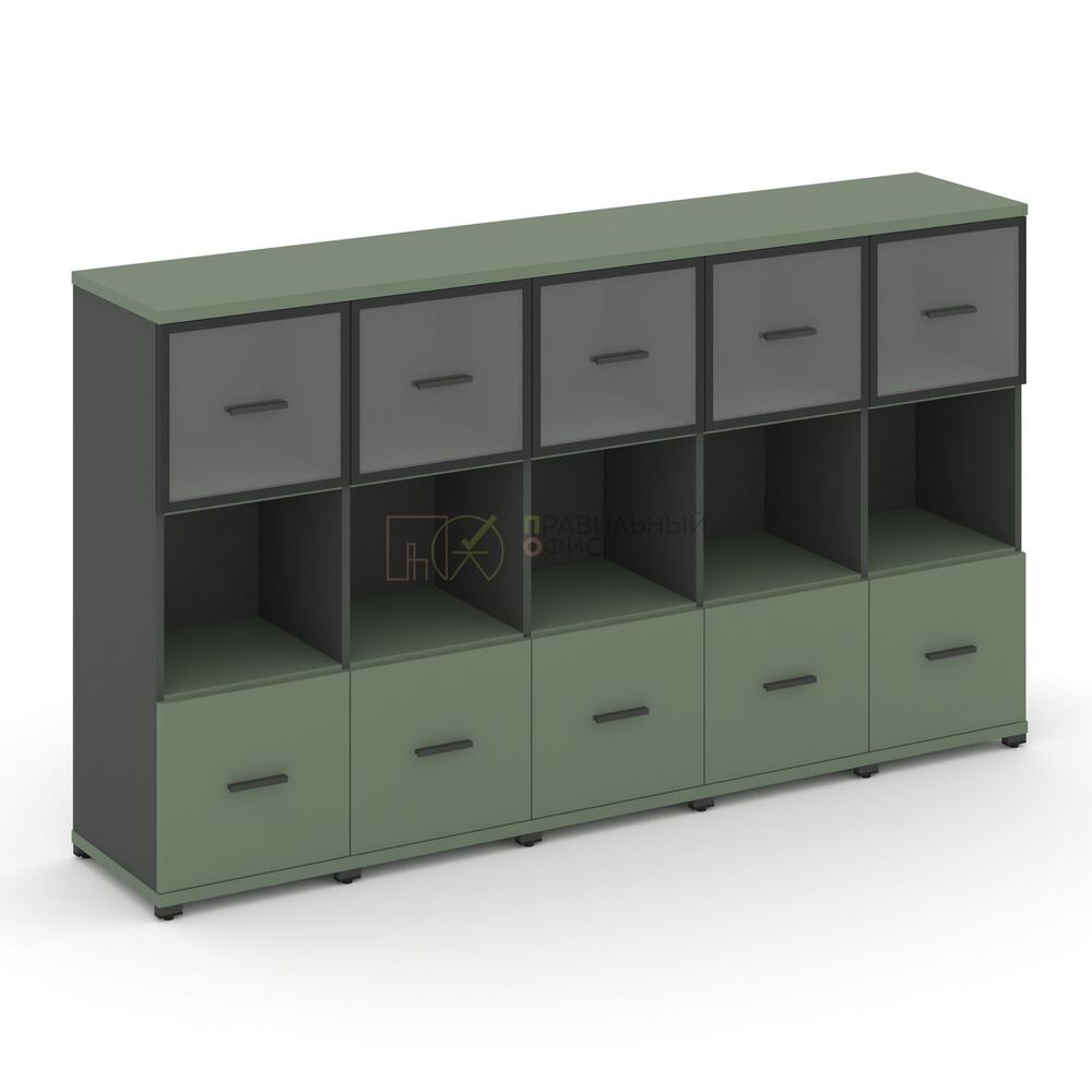 Шкаф пять узких секций, 3 ниши