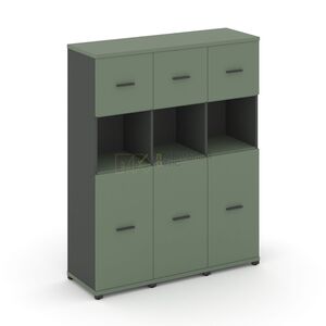 Шкаф три узкие секции, 4 ниши