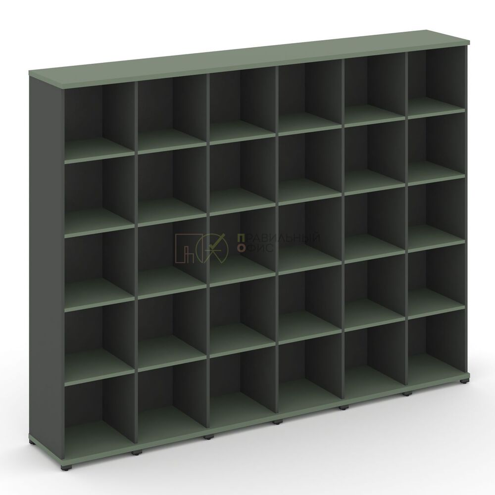 Стеллаж шесть узких секций, 5 ниш