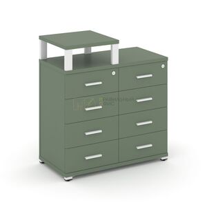 Тумба приставная широкая 8 ящиков с надставкой узкой