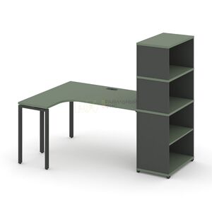Стол эргономичный с опорным стеллажом с надставкой высокой левый