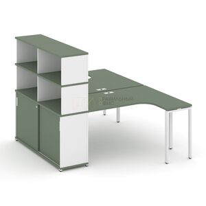 Рабочая станция с опорным шкафом-купе с надставкой высокой