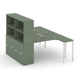 Рабочая станция с опорным распашным шкафом с надставкой высокой