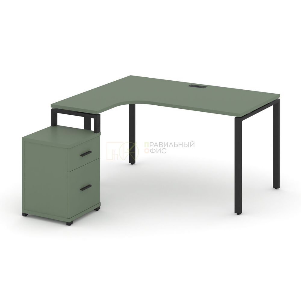 Стол эргономичный левый с опорной тумбой