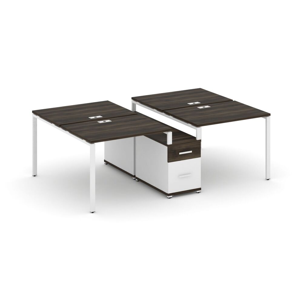 Рабочая станция на 4 места с двухсторонней опорной тумбой