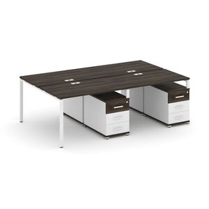 Рабочая станция на 4 места с двумя двухсторонними опорными тумбами