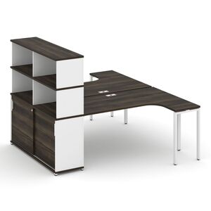 Рабочая станция с опорным шкафом-купе с надставкой высокой