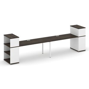 Рабочая станция с опорными стеллажами с надставкой низкой