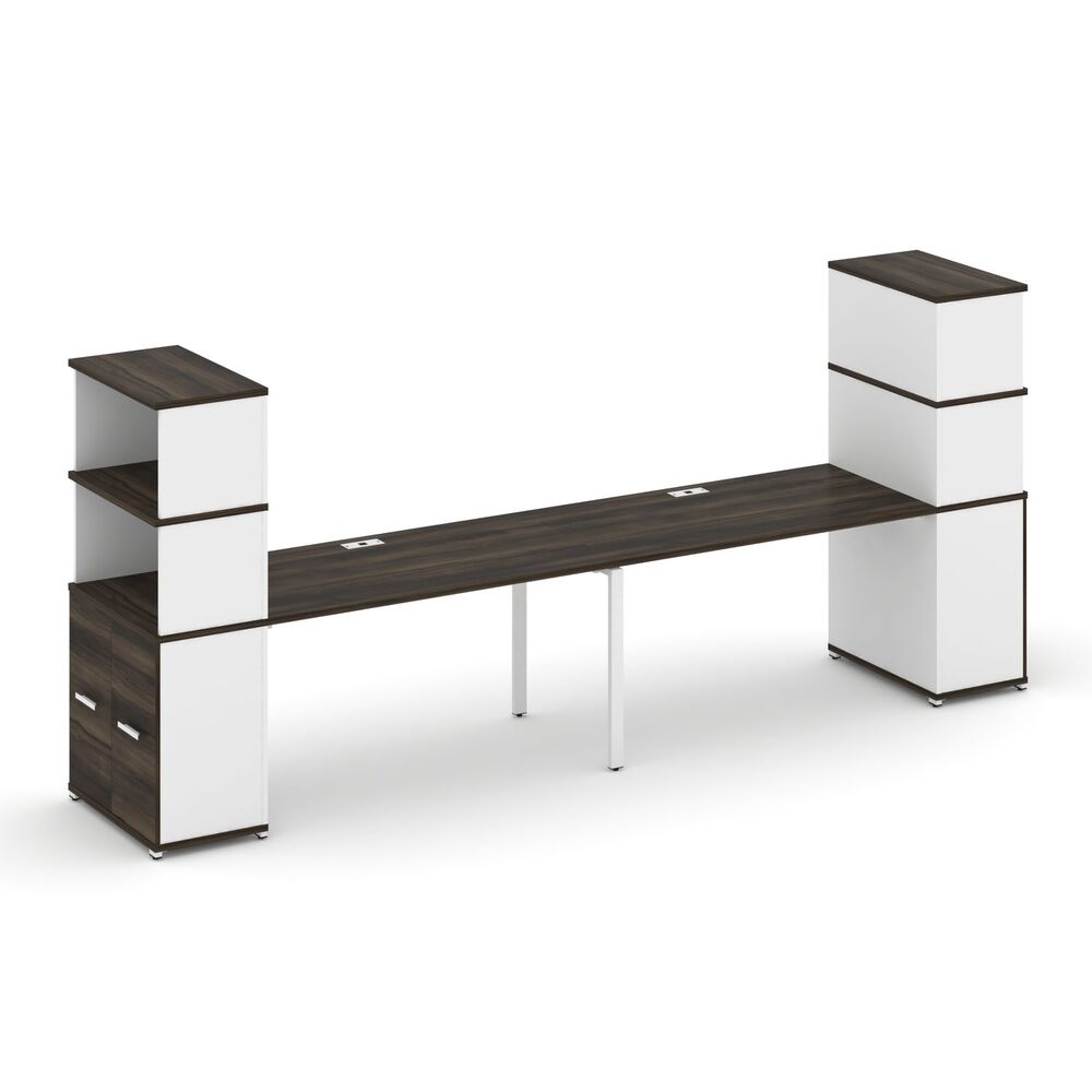 Рабочая станция с опорными распашными шкафами с надставкой высокой