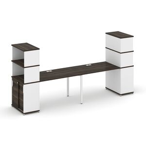 Рабочая станция с опорными шкафом купе с надставкой высокой