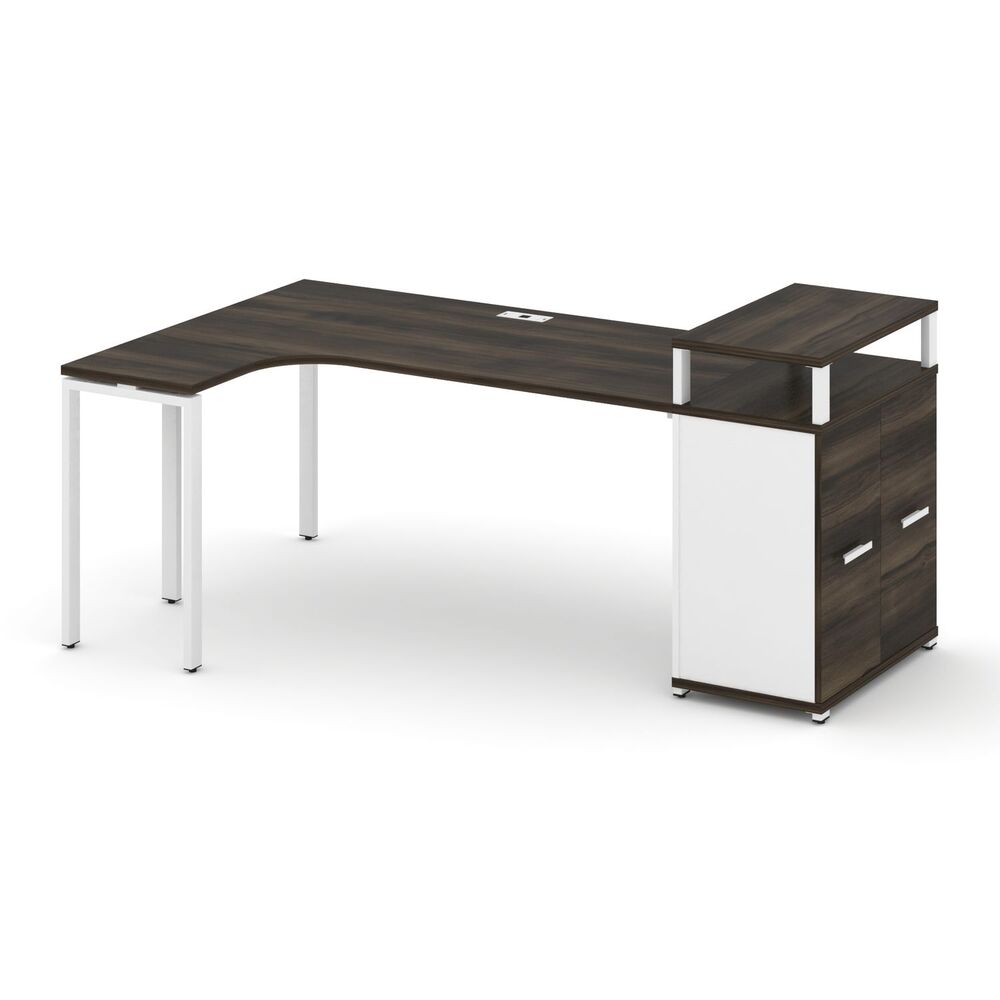 Стол эргономичный с опорным распашным шкафом с верхним горизонтом левый