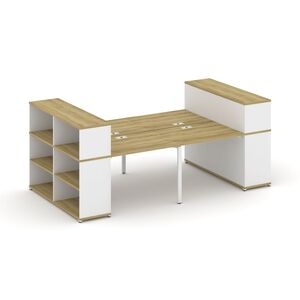 Рабочая станция с опорными стеллажами с надставкой низкой