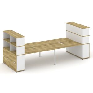 Рабочая станция с опорными распашными шкафоми с надставкой высокой