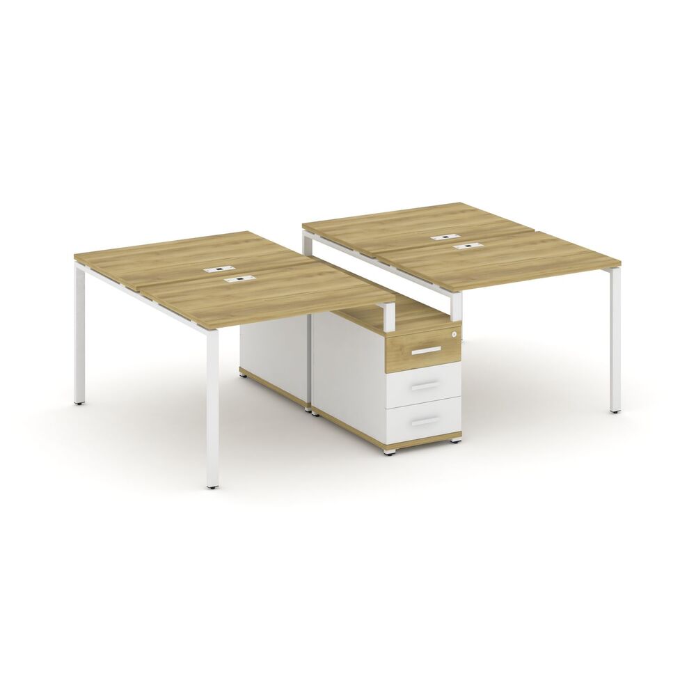 Рабочая станция на 4 места с двухсторонней опорной тумбой